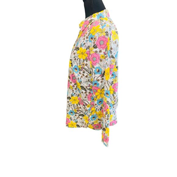 Talbots Bright Floral Button-Down Shirt L 100% Cotton Multi-Color Sustainable - Picture 6 of 11